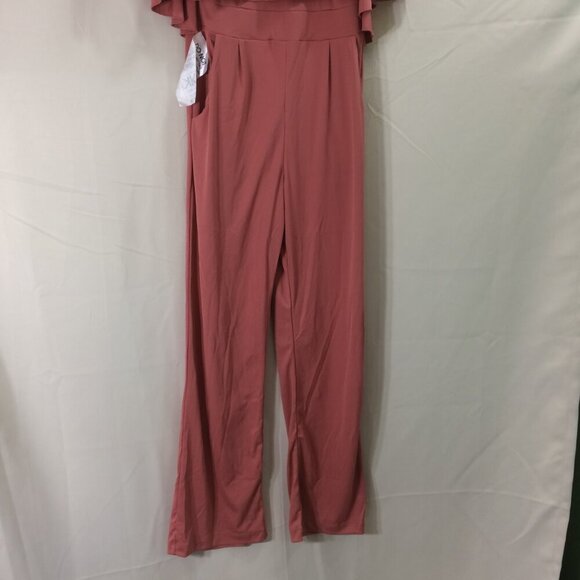 Koh Koh NEW Jumpsuit 1 Piece Pant Suit Cape Topper NWT Dusty Pink Medium - Picture 9 of 9